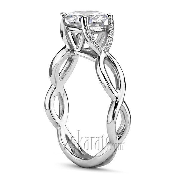 14K white gold Infinity Shank Solitaire Ring with Diamond Accents On Prongs (1/10 ct. tw.) - alternate view 2