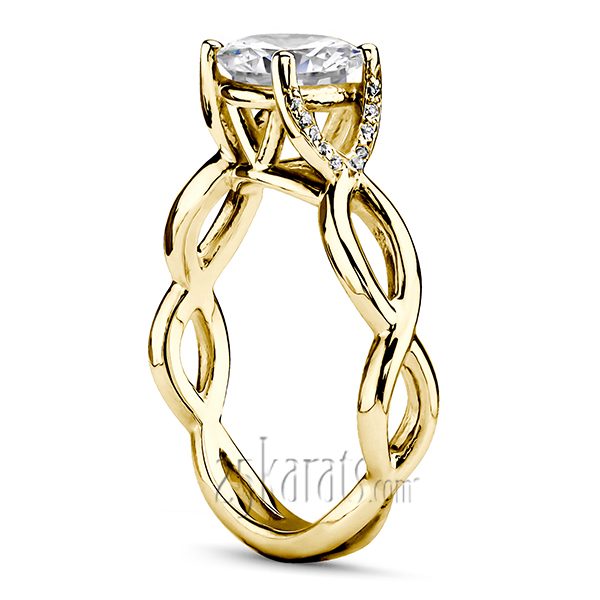 14K white gold Infinity Shank Solitaire Ring with Diamond Accents On Prongs (1/10 ct. tw.) - alternate view 3