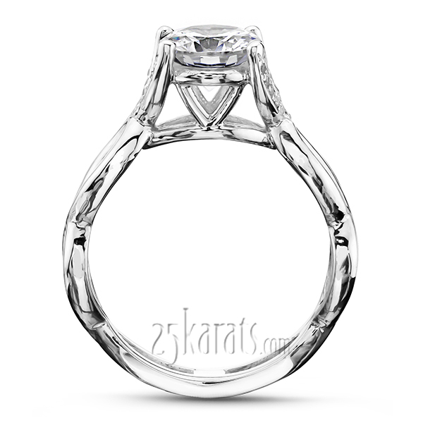 14K white gold Infinity Shank Solitaire Ring with Diamond Accents On Prongs (1/10 ct. tw.) - alternate view 4