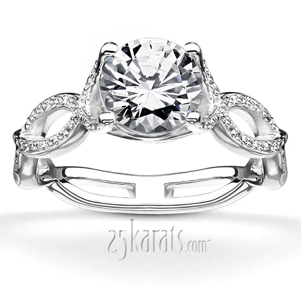14K white gold Pave Set Infinity Shank Solitaire Engagement Ring (1/2 ct. tw.) - main view
