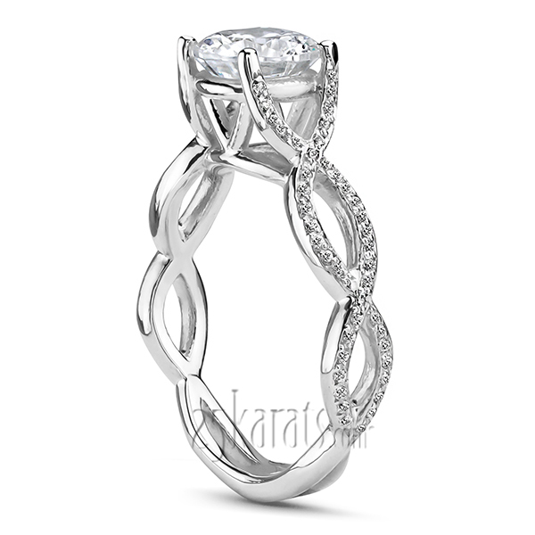 14K white gold Pave Set Infinity Shank Solitaire Engagement Ring (1/2 ct. tw.) - alternate view 2