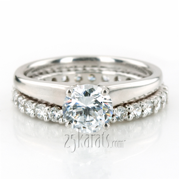 18K white gold Stylish Solitaire With French Curve Cathedrals - alternate view 5