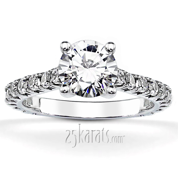Micro Pave Set Classic Cathedral Diamond Engagement Ring (7/8 ct. t.w.)