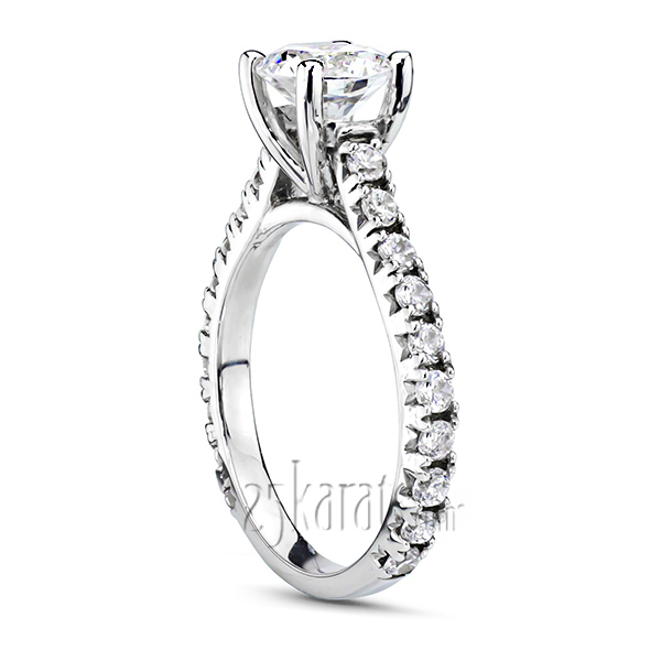 18K white gold Micro Pave Set Classic Cathedral Diamond Engagement Ring (7/8 ct. tw.) - alternate view 2