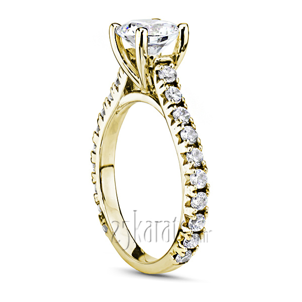 18K white gold Micro Pave Set Classic Cathedral Diamond Engagement Ring (7/8 ct. tw.) - alternate view 3
