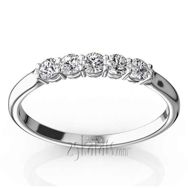 14K white gold Shared Prong Classic Five Stone Anniversary Ring(1/4 ct. tw) - main view
