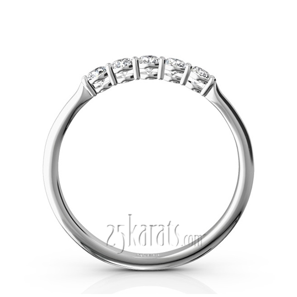 14K white gold Shared Prong Classic Five Stone Anniversary Ring(1/4 ct. tw) - alternate view 3