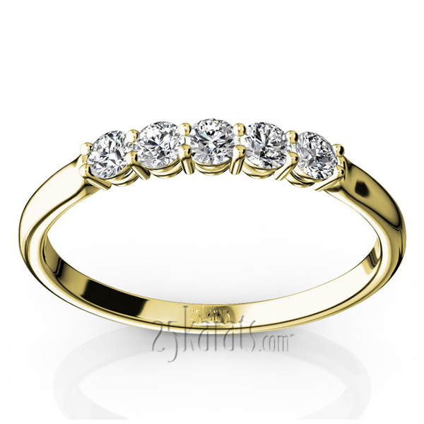 14K white gold Shared Prong Classic Five Stone Anniversary Ring(1/4 ct. tw) - alternate view 4