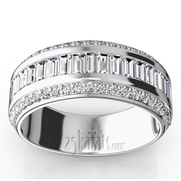 Brilliant Round And Baguette Diamond Wedding Anniversary Band (1.51 ct. t.w.) 
