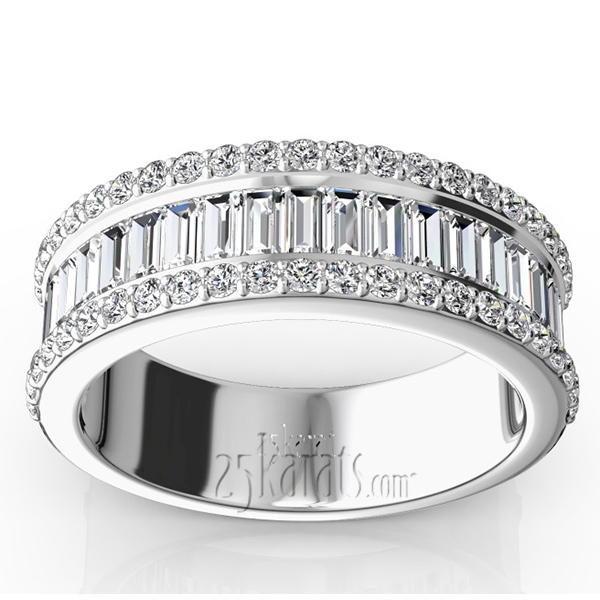 14K white gold Baguette and Brilliant Round Diamond Anniversary Band (1 3/4 ct. tw.) - alternate view 4