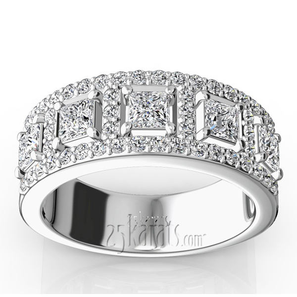 Princess and Brilliant Round Diamond Wedding Anniversary Band (1.33ct. tw.)