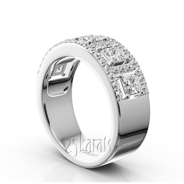 14K white gold Princess and Brilliant Round Diamond Wedding Anniversary Band (1 1/3 ct. tw.) - alternate view 2