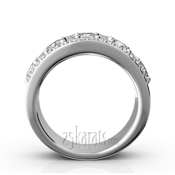 14K white gold Princess and Brilliant Round Diamond Wedding Anniversary Band (1 1/3 ct. tw.) - alternate view 3