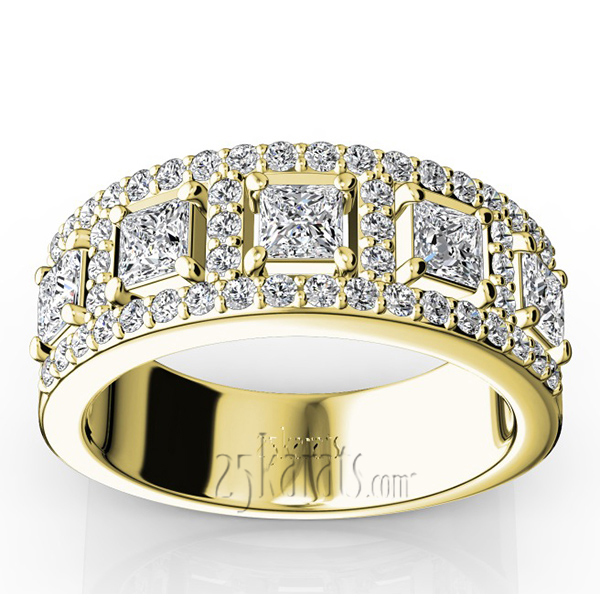14K white gold Princess and Brilliant Round Diamond Wedding Anniversary Band (1 1/3 ct. tw.) - alternate view 4