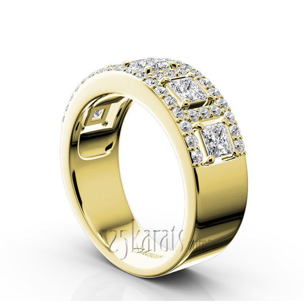 14K white gold Princess and Brilliant Round Diamond Wedding Anniversary Band (1 1/3 ct. tw.) - alternate view 5