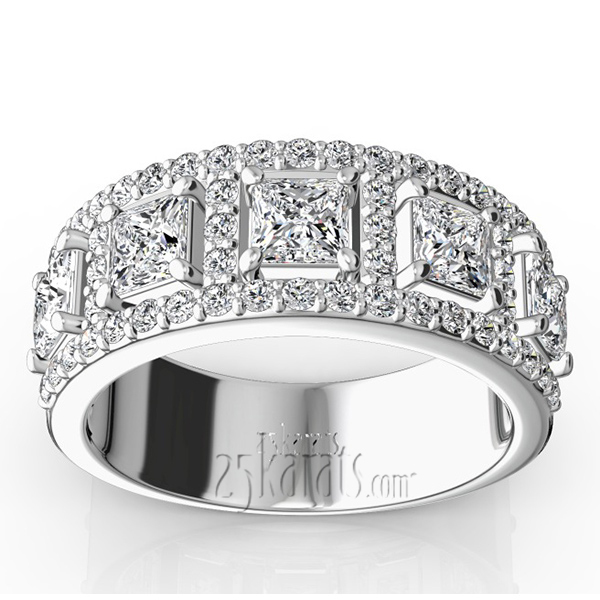 14K white gold Princess and Brilliant Round Diamond Wedding Anniversary Band (1 7/8 ct. tw.) - main view