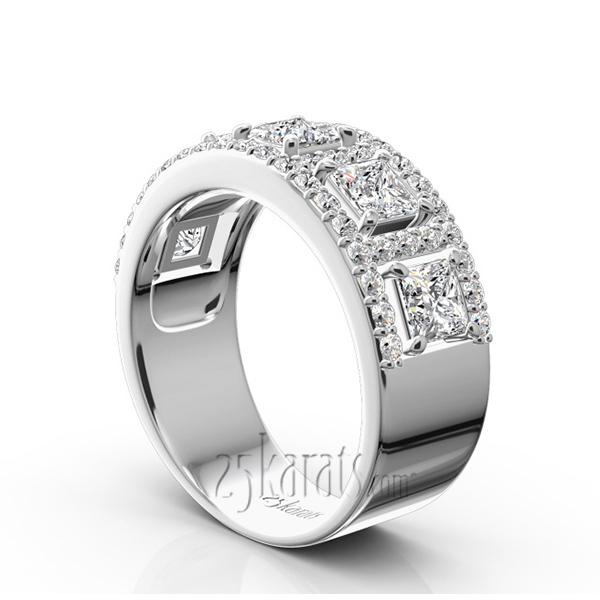 14K white gold Princess and Brilliant Round Diamond Wedding Anniversary Band (1 7/8 ct. tw.) - alternate view 2
