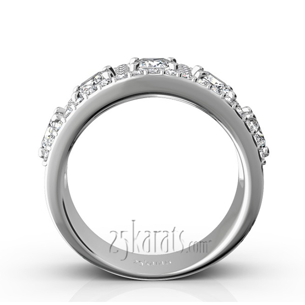 14K white gold Princess and Brilliant Round Diamond Wedding Anniversary Band (1 7/8 ct. tw.) - alternate view 3