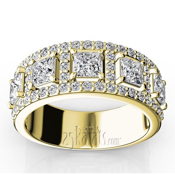 14K white gold Princess and Brilliant Round Diamond Wedding Anniversary Band (1 7/8 ct. tw.) - alternate view 4