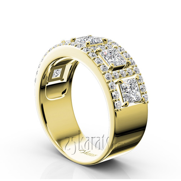 14K white gold Princess and Brilliant Round Diamond Wedding Anniversary Band (1 7/8 ct. tw.) - alternate view 5