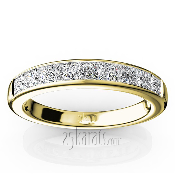 14K white gold Elegant 9 Stone Princes Cut Diamond Anniversary Band (1.00ct. tw.) - alternate view 4