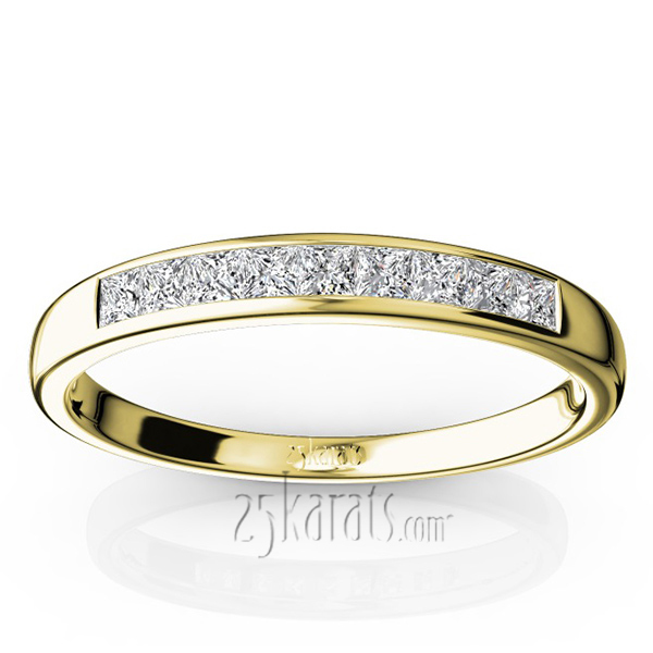 14K white gold Channel Set Nine Stone Princess Cut Diamond Anniversary Band (1/4 ct. tw.) - alternate view 4