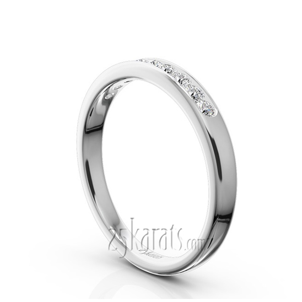 14K white gold 9 Stone Channel Set Brilliant Round Diamond Anniversary Ring (1/4 ct. tw.) - alternate view 6