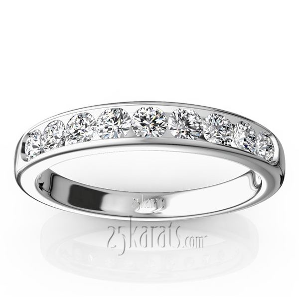 14K white gold Brilliant Round 9 Stone Channel Set Diamond Anniversary Ring (1/2 ct. tw.) - main view