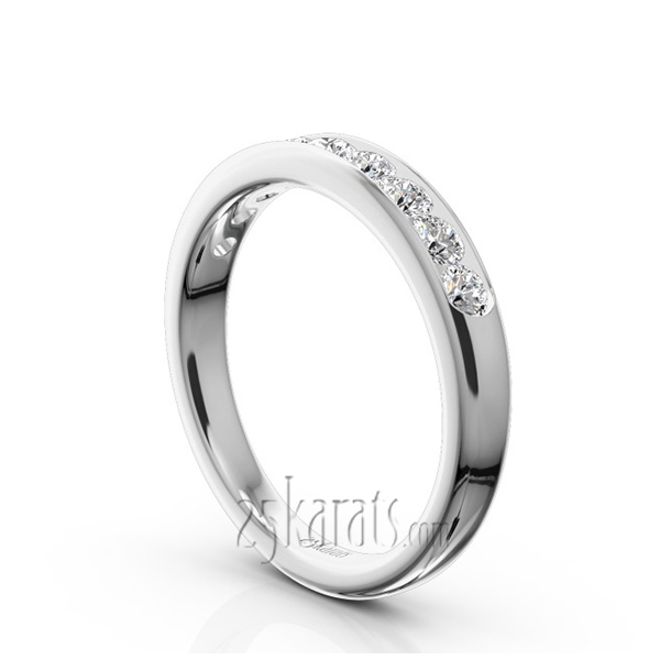 14K white gold Brilliant Round 9 Stone Channel Set Diamond Anniversary Ring (1/2 ct. tw.) - alternate view 2