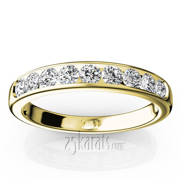 14K white gold Brilliant Round 9 Stone Channel Set Diamond Anniversary Ring (1/2 ct. tw.) - alternate view 4