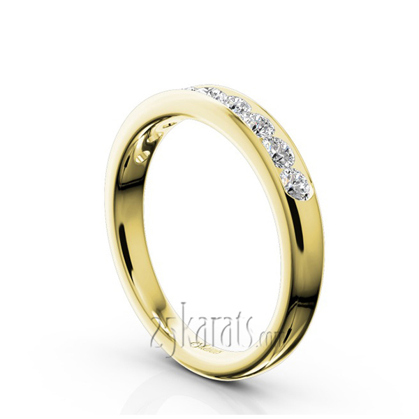 14K white gold Brilliant Round 9 Stone Channel Set Diamond Anniversary Ring (1/2 ct. tw.) - alternate view 5
