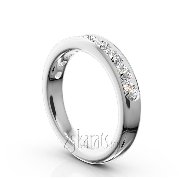14K white gold Brilliant Round 9 Stone Channel Set Diamond Anniversary Ring (1.00 ct. tw.) - alternate view 2