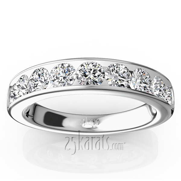 14K white gold Brilliant Round 9 Stone Channel Set Diamond Anniversary Ring (1.25 ct. tw.) - main view