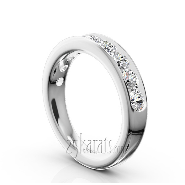 14K white gold Brilliant Round 9 Stone Channel Set Diamond Anniversary Ring (1.25 ct. tw.) - alternate view 2