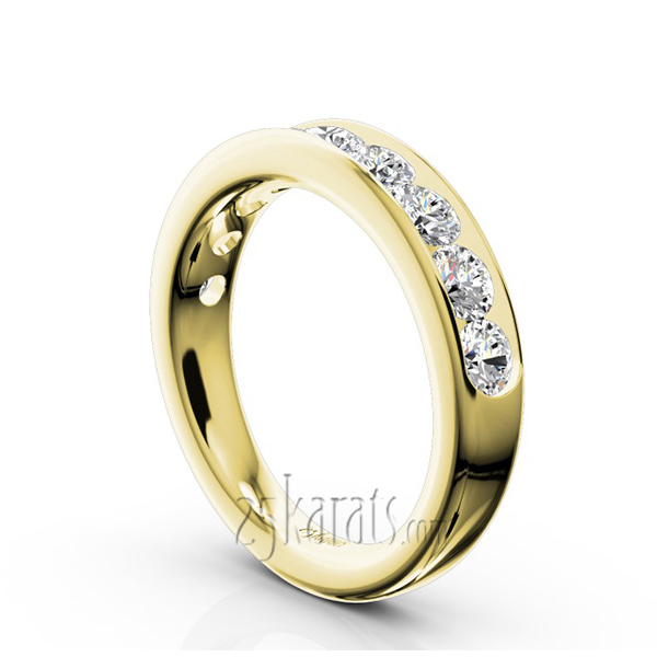 14K white gold Brilliant Round 9 Stone Channel Set Diamond Anniversary Ring (1.25 ct. tw.) - alternate view 5