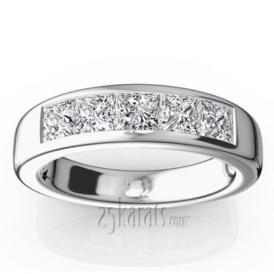 Classic 5 Stone Princes Cut Diamond Anniversary Band (1 1/3 Ct. Tw.)