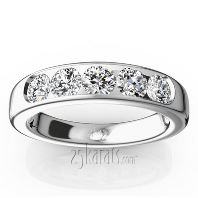 Brilliant Round 5 Stone Channel Set Woman Diamond Ring (1 ct. tw.) thumbnail 2