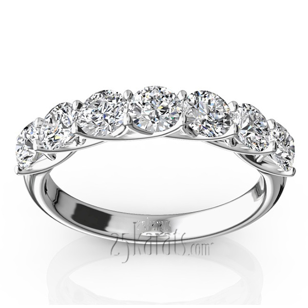 14K white gold Low Set Trellis Setting 7 Stone Round Shank Women Anniversary Ring (1 1/4 ct. tw.) - main view