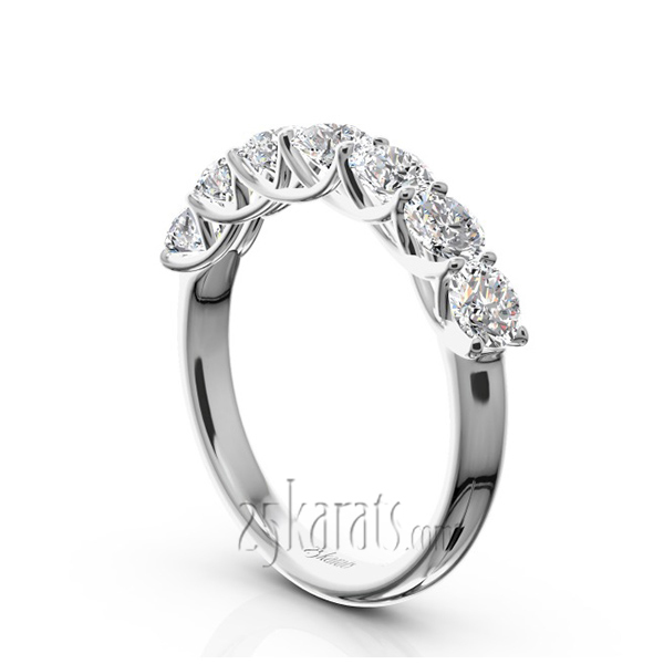 14K white gold Low Set Trellis Setting 7 Stone Round Shank Women Anniversary Ring (1 1/4 ct. tw.) - alternate view 2