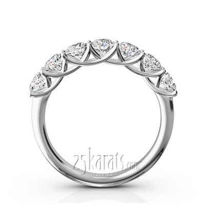 Low Set Trellis Setting 7 Stone Round Shank Women Anniversary Ring (1 1/4 ct. tw.) thumbnail 3