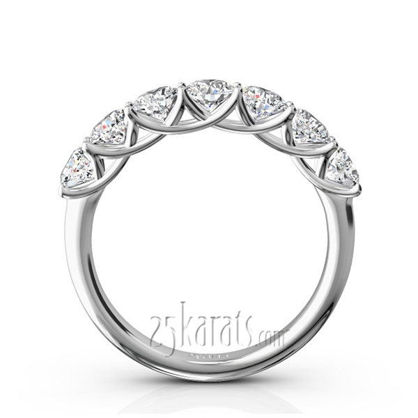 14K white gold Low Set Trellis Setting 7 Stone Round Shank Women Anniversary Ring (1 1/4 ct. tw.) - alternate view 3