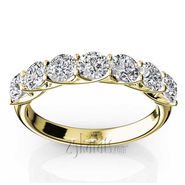 14K white gold Low Set Trellis Setting 7 Stone Round Shank Women Anniversary Ring (1 1/4 ct. tw.) - alternate view 4