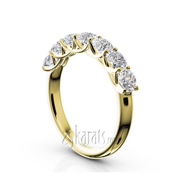 14K white gold Low Set Trellis Setting 7 Stone Round Shank Women Anniversary Ring (1 1/4 ct. tw.) - alternate view 5