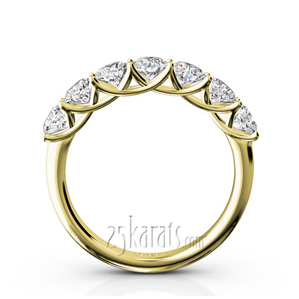 14K white gold Low Set Trellis Setting 7 Stone Round Shank Women Anniversary Ring (1 1/4 ct. tw.) - alternate view 6