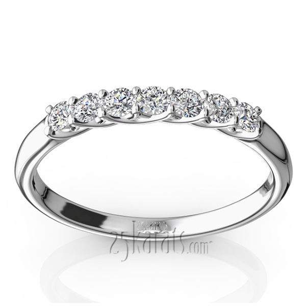 14K white gold Low Set Trellis Setting 7 Stone Round Shank Women Anniversary Ring (1/4 ct. tw.) - main view
