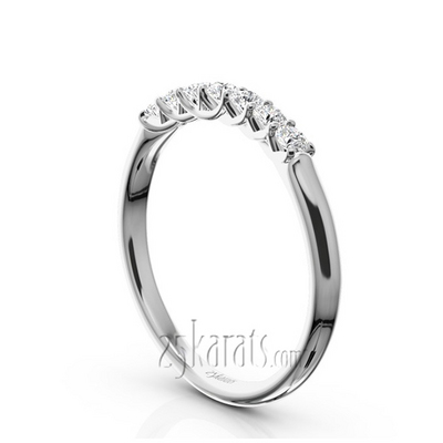 Low Set Trellis Setting 7 Stone Round Shank Women Anniversary Ring (1/4 ct. tw.) thumbnail 2