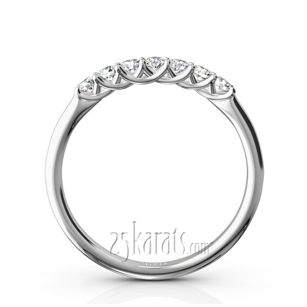 14K white gold Low Set Trellis Setting 7 Stone Round Shank Women Anniversary Ring (1/4 ct. tw.) - alternate view 3