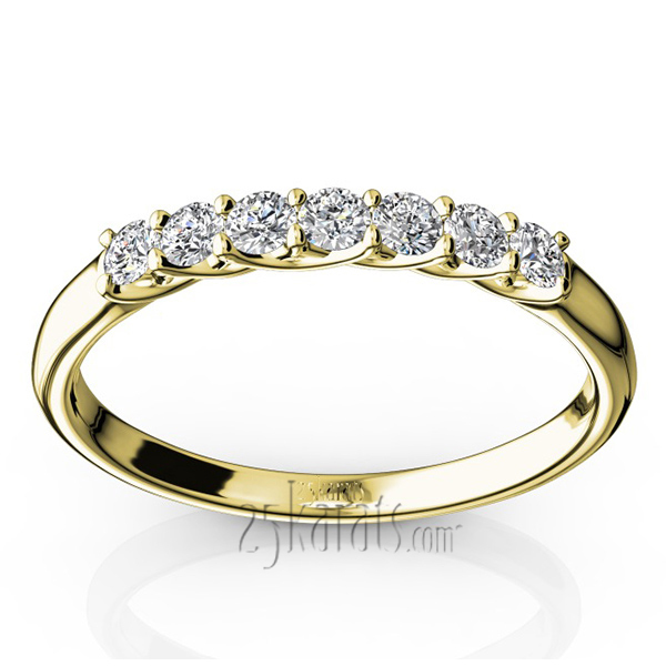 14K white gold Low Set Trellis Setting 7 Stone Round Shank Women Anniversary Ring (1/4 ct. tw.) - alternate view 4