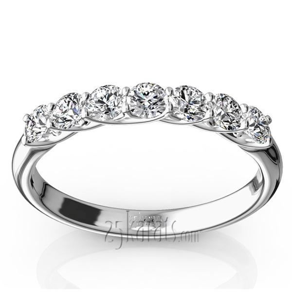 14K white gold Low Set Trellis Setting 7 Stone Round Shank Women Anniversary Ring (1/2 ct. tw.) - main view