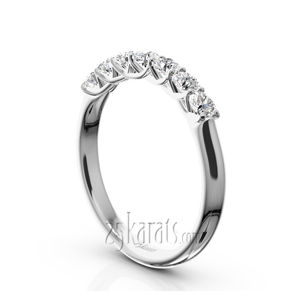 14K white gold Low Set Trellis Setting 7 Stone Round Shank Women Anniversary Ring (1/2 ct. tw.) - alternate view 2